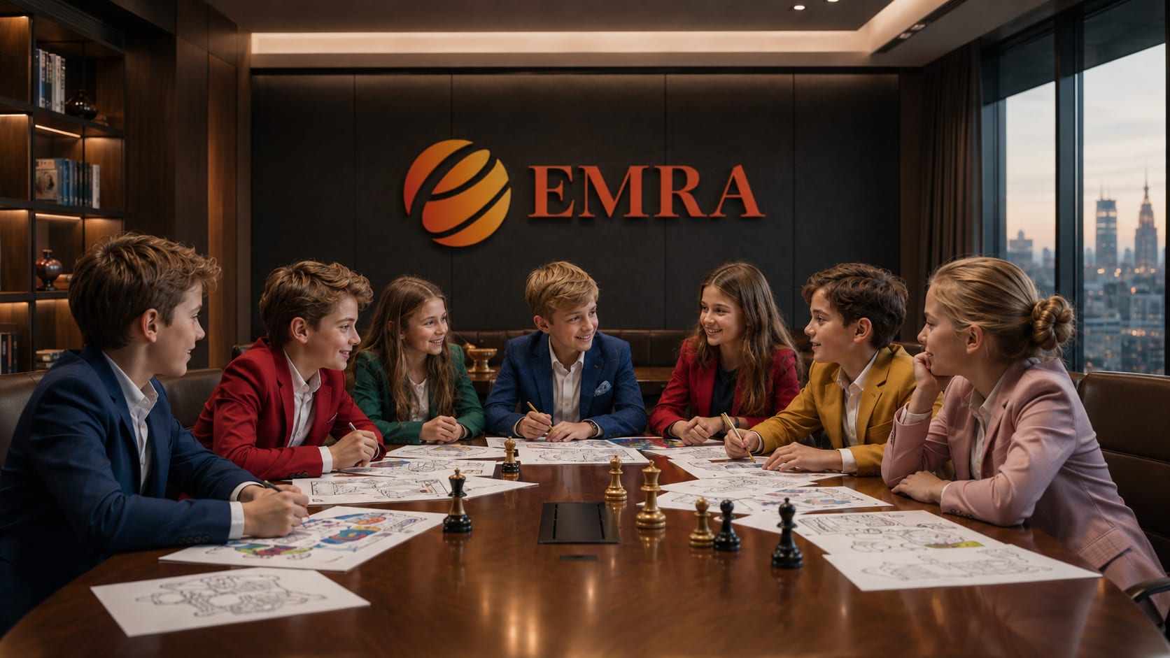 Copii EMRA în jurul mesei de consiliu